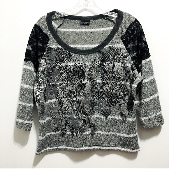 Daytrip Long Sleeves Women’s Buckle Knit Crochet Lace Sweater - Picture 1 of 7